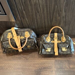 Two (2) Louis Vuitton Brown and Tan Monogram Manhattan Bags GM